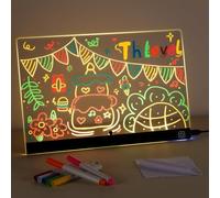 Thlevel Acrylic LED Message Board with 8 Light Modes LED Drawing Board with 7 Colours Pen LED Note Board with Stand 30x20CM LED Magic Board for Office School Home Christmas Birthdays