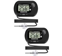 Thlevel Aquarium Internal Temperature Gauge Digital Fish Tank Temperature Gauge Aquarium Thermometer with Probe and Suction Cup for Incubator Reptile Habitat 2PCS