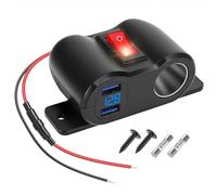 Thlevel Car Charger 120W Cigarette Lighter Adaptor Dual 18W QC3.0 USB Port Socket with LED Voltmeter and Switch for 12V / 24V Vehicles Car Boat Truck Caravan Marine