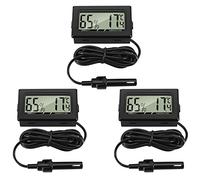 Thlevel 3PCS Digital Thermometer Hygrometer Mini Probe Thermohygrometer Temperature Humidity Gauge Meter for Reptile Incubator Poultry Office Living Room