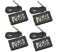Thlevel Digital Reptile Thermometer Fridge Temperature Probe Temperature Gauge Inside Outside for Freezer Refrigerator Aquarium 4 Pack Black