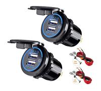 Thlevel Dual USB Car Charger Power Outlet Socket 5V 4.2A with Switch for 12V 24V Boats and Marine Motorcycle Truck