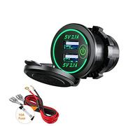 Thlevel Dual USB Car Charger Socket 5V 4.2A Power Outlet with Switch for 12V 24V Boats and Marine Motorcycle Truck