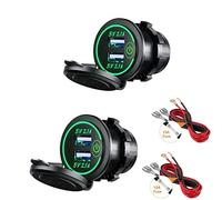 Thlevel Dual USB Car Charger Socket 5V 4.2A Power Outlet with Switch Green Light for 12V 24V Boats and Marine Motorcycle Truck 2 Pack