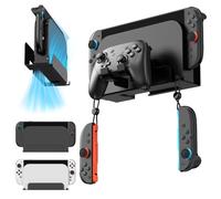 Thlevel Metal Wall Mount for Nintendo Switch 2/ Switch 1/Switch OLED Console Slim Design Organizer Shelf Behind TV Compatible with Joy-Con & Pro Controller Holder