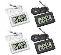 Thlevel Mini Digital Thermometer Room Thermometer Fridge Thermometer with Probe for Freezer Refrigerator 2 Black 2 White