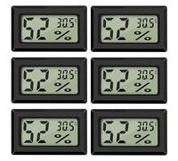 Thlevel Mini Hydrometer Humidity Meter Small Digital Room Thermometer Temperature Monitor for Greenhouse Home Office 6 Pack