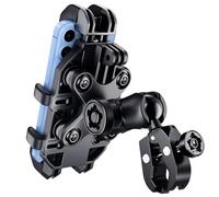 Thlevel Motorcycle Phone Mount Holder with Vibration Dampener Anti-Shake 720° Adjustable for iPhone 16 Pro Max for Samsung 5.4''-6.9'' Phone Anti-Theft Dirt Bikes(Clamp Base 0.47-1.77" Handlebar)