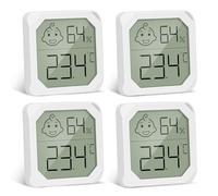 Thlevel Room Thermometer Indoor Hygrometer Mini Digital Temperature Monitor and Humidity Meter with Face Icon Comfort Indicator for Baby Room Greenhouse Cellar 4 Pack