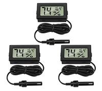 Thlevel 3PCS Digital Thermometer Hygrometer Mini Probe Thermohygrometer Temperature Humidity Gauge Meter for Reptile Incubator Poultry Office Living Room