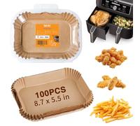 THLO INC Air Fryer Parchment Paper, Unbleached Pre-Cut 100 Sheets - Oven, Microwave & Rapid Air Crisper Safe, Non-Stick and Eco-Friendly (8.7inch)