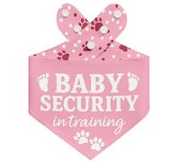THLOH Baby Security in Training Dog Bandana with Snap Buttons - Double Layer Reversible Pet Scarf for Baby Announcement Gender Reveal Family Photos Adjustable Fit Gift (Pink, Small)
