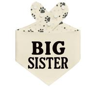 THLOH Big Sister Dog Bandana with Snap Buttons - Double Layer Reversible Pet Scarf for Baby Announcement Gender Reveal Family Photos Adjustable Fit Gift (Beige, X-Large)