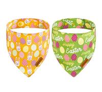 THLOH Easter Dog Bandanas with Snap Button, 2 Pack Reversible Spring Bandana for Boy & Girl, Premium Durable Fabric, Bunny and Egg Dog Scarf for Small Dogs (Small)