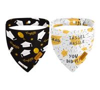 THLOH Graduation Dog Bandanas with Snap Button, 2 Pack Congrats Dog Scarf for Boy & Girl, Adjustable Fit, Unique Shape, Durable Grad Party Bandana for Small Dogs (Small)