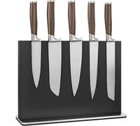 THMINS Black Magnetic Knife Block,No Drill Kitchen Organiser,Space Saving Knife Storage for Small Kitchens, Freestanding Double-Sided Magnetic Knife Rack