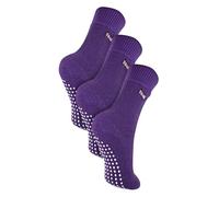 THMO 3 Pack Kids Socks with Grippers Thermal Socks for Boys & Girls | Fleece Cozy Socks (4-6 Years, Purple)