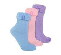 THMO 3 Pack Ladies Bed Socks with Grips Non Slip Cosy Slipper Socks for Womens