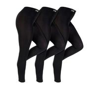 THMO 3 Pack Ladies Thermal Soft Fleece Lined Leggings - M - Black