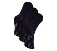 THMO 3 Pair Multipack Bamboo Socks Anti Slip Socks with Grippers (UK, Numeric, 6, 11, Regular, Regular, Black)