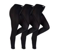 THMO 3 Pair Multipack Womens Winter Leggings Warm Thermal Footless Tights in Black