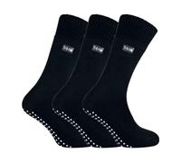 THMO 3 Pairs Mens Fleece Lined Slipper Socks Breathable Crew Indoor Socks with Grippers