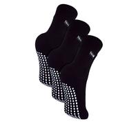 THMO 3 Pack Kids Socks with Grippers Thermal Socks for Boys & Girls | Fleece Cozy Socks (7-10 Years, Black)