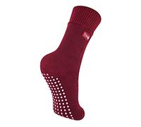 THMO Kids Indoor Slipper Socks with Grippers Thick & Warm Comfort Loose Top Non Slip Thermal Socks (12-3, Fuchsia)