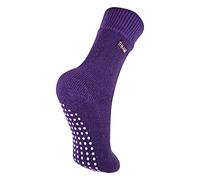 THMO Kids Indoor Slipper Socks with Grippers Thick & Warm Comfort Loose Top Non Slip Thermal Socks (4-5, Purple)