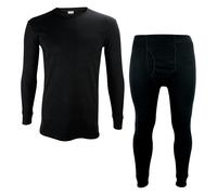 THMO Kids Thermal Base Layer Set | Fleece Thermal Top & Long Johns Set - 12-13 Years - Black