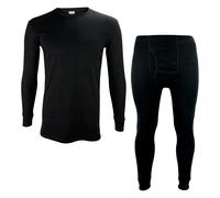 THMO Kids Thermal Base Layer Set | Fleece Thermal Top & Long Johns Set - 9-11 Years - Black