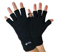 THMO - Mens Black 3M Thinsulate Insulation Lined Fingerless Gloves for Touch Screen
