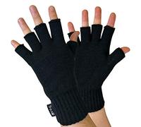 THMO Mens thermal fingerless gloves Black