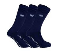 THMO Mens Thermal Indoor Slipper Socks with Grips (Multipack Options) - 6-11 UK - Navy - 3 Pack