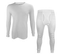 THMO Mens Thermal Underwear Set | Fleece Lined Top & Long Johns Set - XL - White