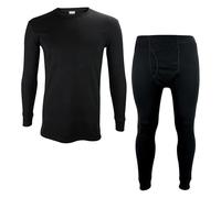 THMO Mens Thermal Underwear Set Warm Fleece Lined Long Sleeve Base Layer Top & Long Johns Set For Winter (Black, L)
