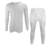 THMO Mens Thermal Underwear Set Warm Fleece Lined Long Sleeve Base Layer Top & Long Johns Set For Winter (White, XL)
