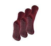 THMO Women's 3 Pairs Thermal Indoor Slipper Socks with Grips in Burgundy | Size: 4-8 THMO Burgundy 4-8
