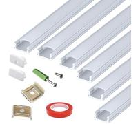 THMOOTHER LED Strip U Channel Diffuser 6-Pack 1FT,17X7.5MM Surface Mounted Aluminum Track with UV Resistance Milky Cover Cabinet Flush Installed Low Profile with Double Sided Tape