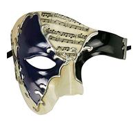 Thmyo Vintage Design Half Face Men's Phantom Of The Opera Venetian Carnival Masquerade Mask (Beige&Blue+black 2)