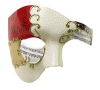 Thmyo Vintage Design Half Face Men's Phantom Of The Opera Venetian Carnival Masquerade Mask (Beige & red)