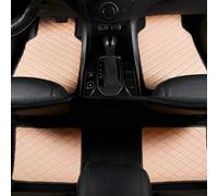 THNIKK 4 Pcs Car Leather Floor Mats for Mitsubishi Mustang MARCH-E 2021-2024, All Weather Waterproof Non-Slip Carpet Breathable Durable Anti-Scratch Car Split Floor Pad,beige