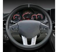 THNIKK Car Steering Wheel Cover for Citroen C4 2010-2015, Leather Steering Wheel Antislip Breathable Steering Wheel All-Season Comfort Odorless Protector Cover Accessories,black-O