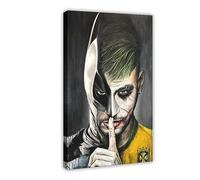 THNIKK Football Star Ney Play Batman & The Joker Wall Art Deco Poster Canvas Poster Wall Art Decor Print Picture Paintings for Living Room Bedroom Decoration Frame-style 12x18inch(30x45cm)