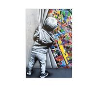 THNIKK Graffiti Kid Banksy Style Canvas Poster Bedroom Decor Sports Landscape Office Room Decor Gift Unframe-style 12x18inch(30x45cm)