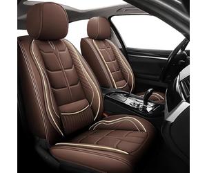 THNIKK Premium Full Set Car Seat Covers for MG HS 2024-2025, Leather Front and Rear Seat Cover Protectors Set Durable Luxury PU Car Cushions,Brown
