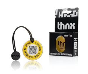 thnx Tag Large tag Keychain - with QR code, for keys, suitcases and pets, direct contact with the finder (Yellow)