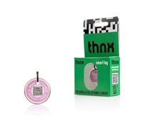 Thnx Tag Small tag Keychain - with QR code, for keys, suitcases and pets, direct contact with the finder (Pink)