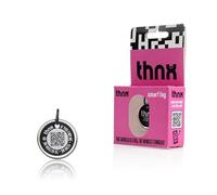 Thnx Tag Small tag Keychain - with QR code, for keys, suitcases and pets, direct contact with the finder (Black)