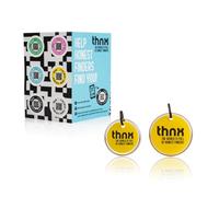 Thnx Tag Tracking Keychain - with QR Code, Smart Travel Pack, 1x S Tag, 1x M Tag, 1x Tag sticker, for backpacks, suitcases, keys and cameras, direct contact with the finder (Yellow)